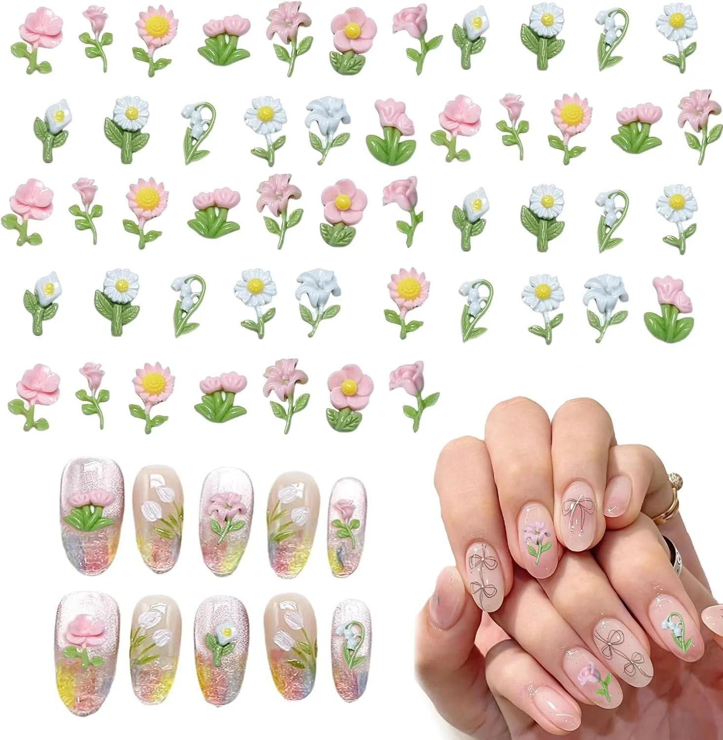 ۵۰ عدد گل سه بعدی برای طراحی ناخن، تزئینات هنری ناخن، لوازم جانبی DIY، جواهرات رزینی، گل های رنگارنگ، لوازم جانبی هنری گل مینا ۵۰ عدد گل سه بعدی برای طراحی ناخن، تزئینات هنری ناخن، لوازم جانبی DIY، جواهرات رزینی، گل های رنگارنگ، لوازم جانبی هنری گل مینا
