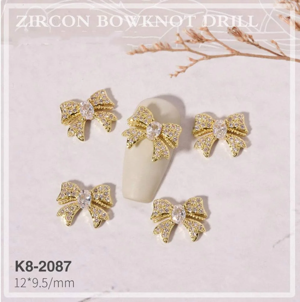 پاپیون جواهرات زیرکون تزئینات طراحی ناخن سه بعدی لوازم جانبی لوکس و درخشان مانیکور (07)