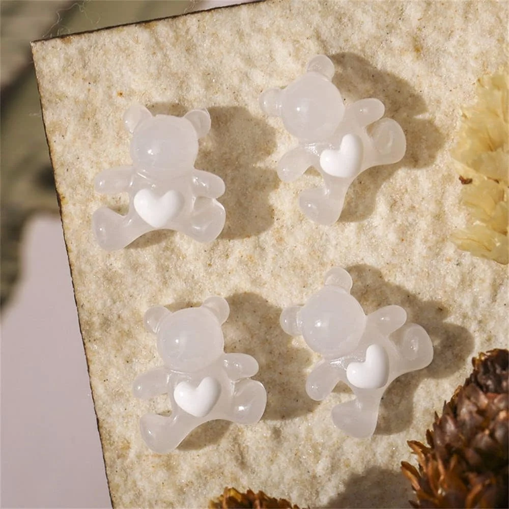 نگین ناخن سه بعدی طرح خرس پاستیلی، زیورآلات هنری ناخن، خرس های رزینی زیبا، سنگ های تزئینی ناخن طرح خرس پاستیلی برای طراحی ناخن (سفید)