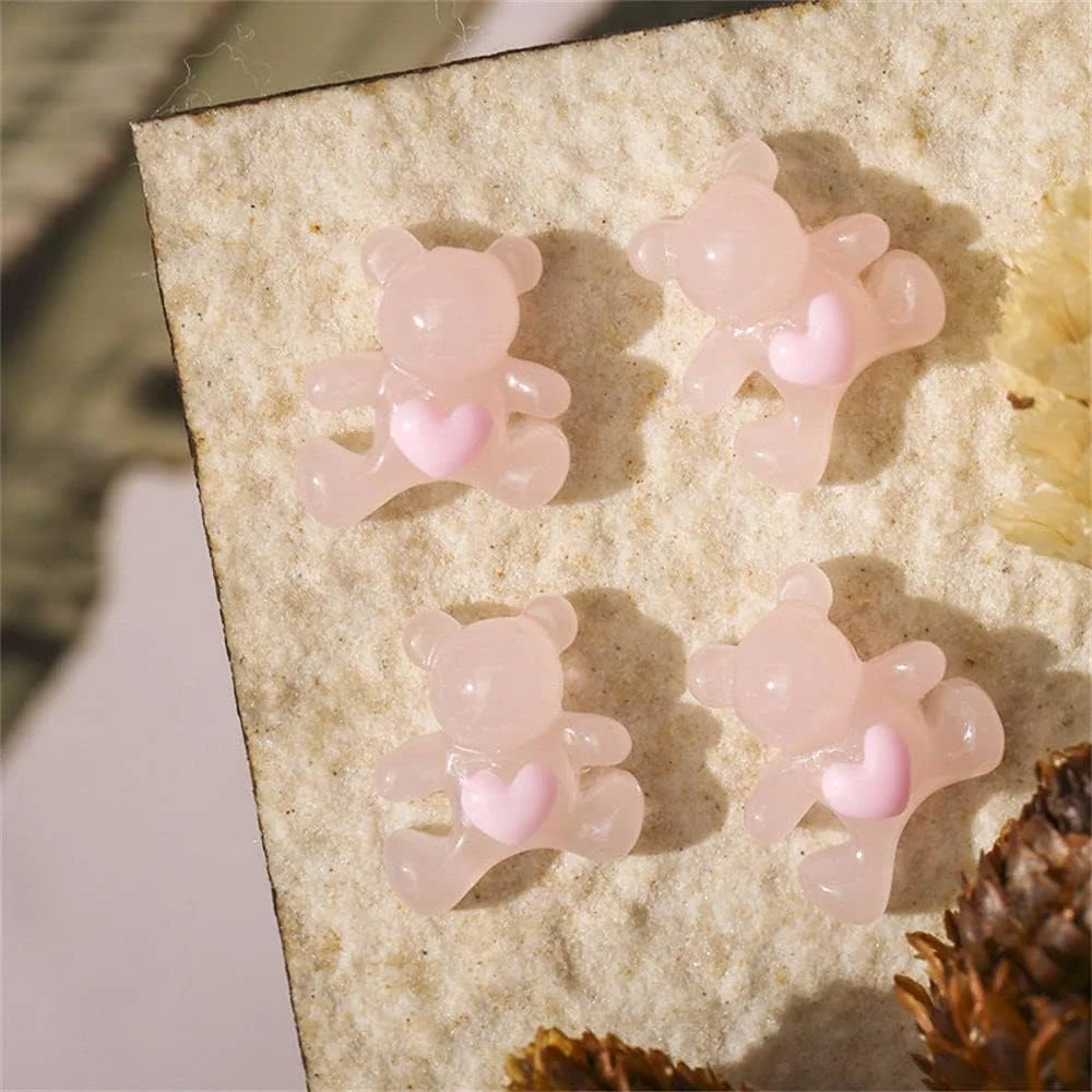 نگین ناخن سه بعدی طرح خرس پاستیلی، زیورآلات هنری ناخن، خرس های رزینی زیبا برای تزئین ناخن، نگین های خرس پاستیلی برای طراحی ناخن (صورتی)