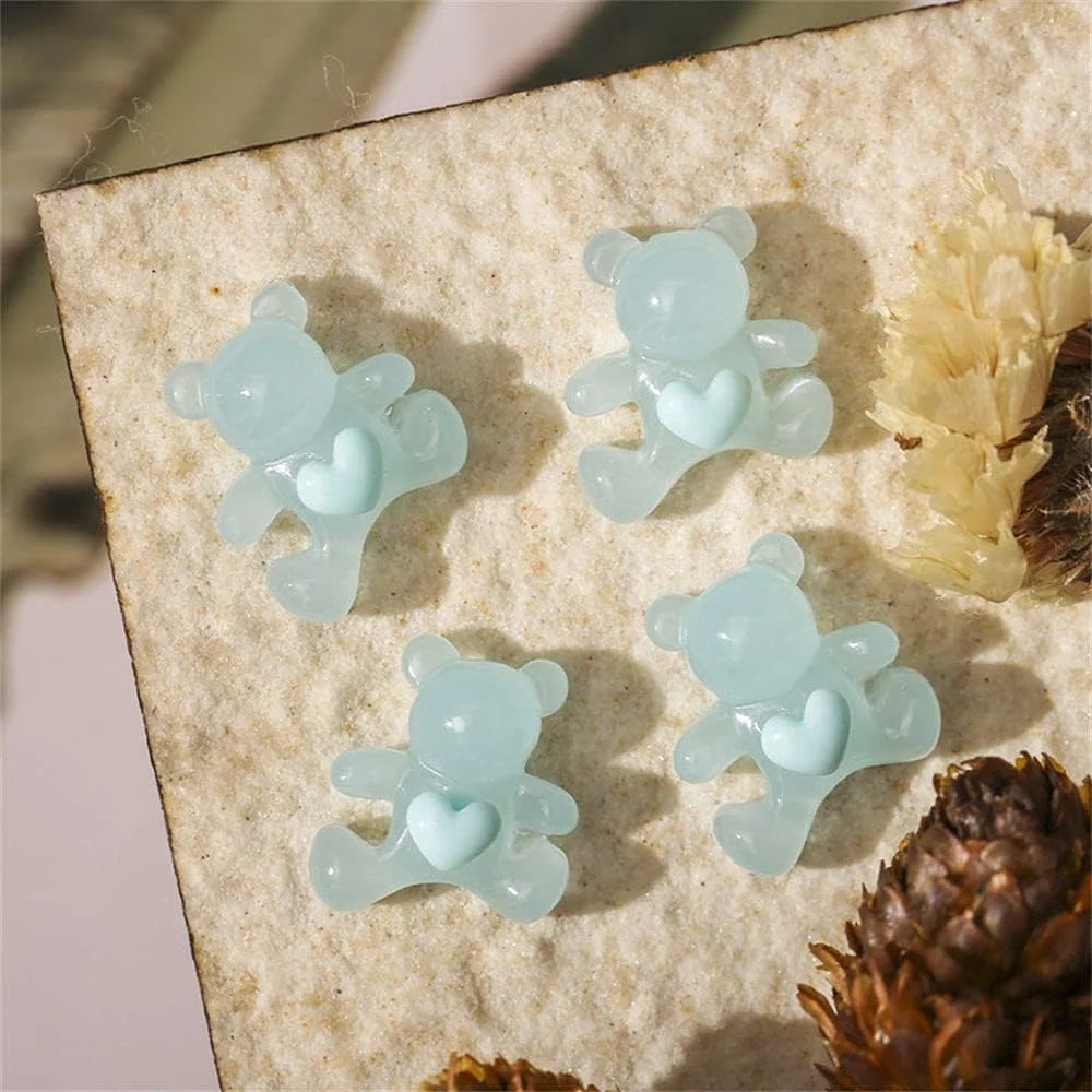 نگین ناخن سه بعدی طرح خرس پاستیلی آبنباتی، زیورآلات طراحی ناخن خرس بامزه رزینی (آبی)