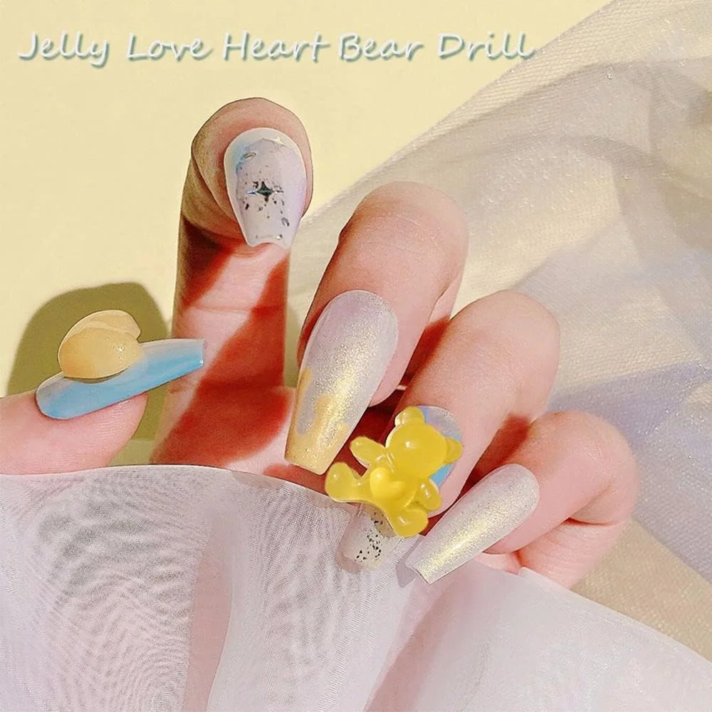 نگین ناخن سه بعدی طرح خرس پاستیلی، زیورآلات هنری ناخن، خرس های رزینی زیبا، سنگ های تزئینی ناخن طرح خرس پاستیلی برای طراحی ناخن (سفید)