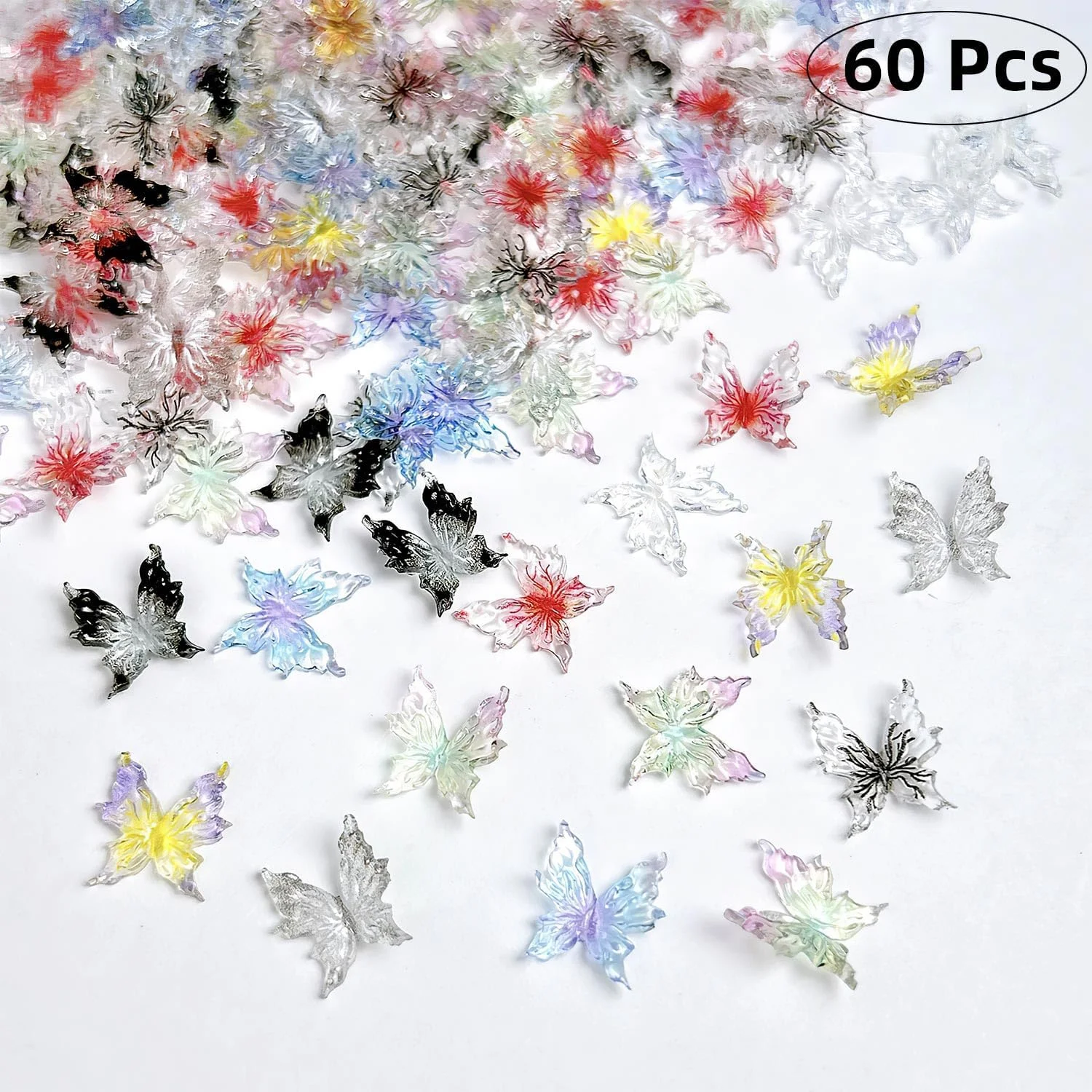 نگین های پروانه ای انعطاف پذیر CHANGAR، جواهرات طراحی ناخن گرادیانی پنج بعدی، نگین های پروانه ای نرم و شفاف یخی برای تزئین ناخن و طراحی کاردستی DIY (60 عدد) نگین های پروانه ای انعطاف پذیر CHANGAR، جواهرات طراحی ناخن گرادیانی پنج بعدی، نگین های پروانه ای نرم و شفاف یخی برای تزئین ناخن و طراحی کاردستی DIY (60 عدد)