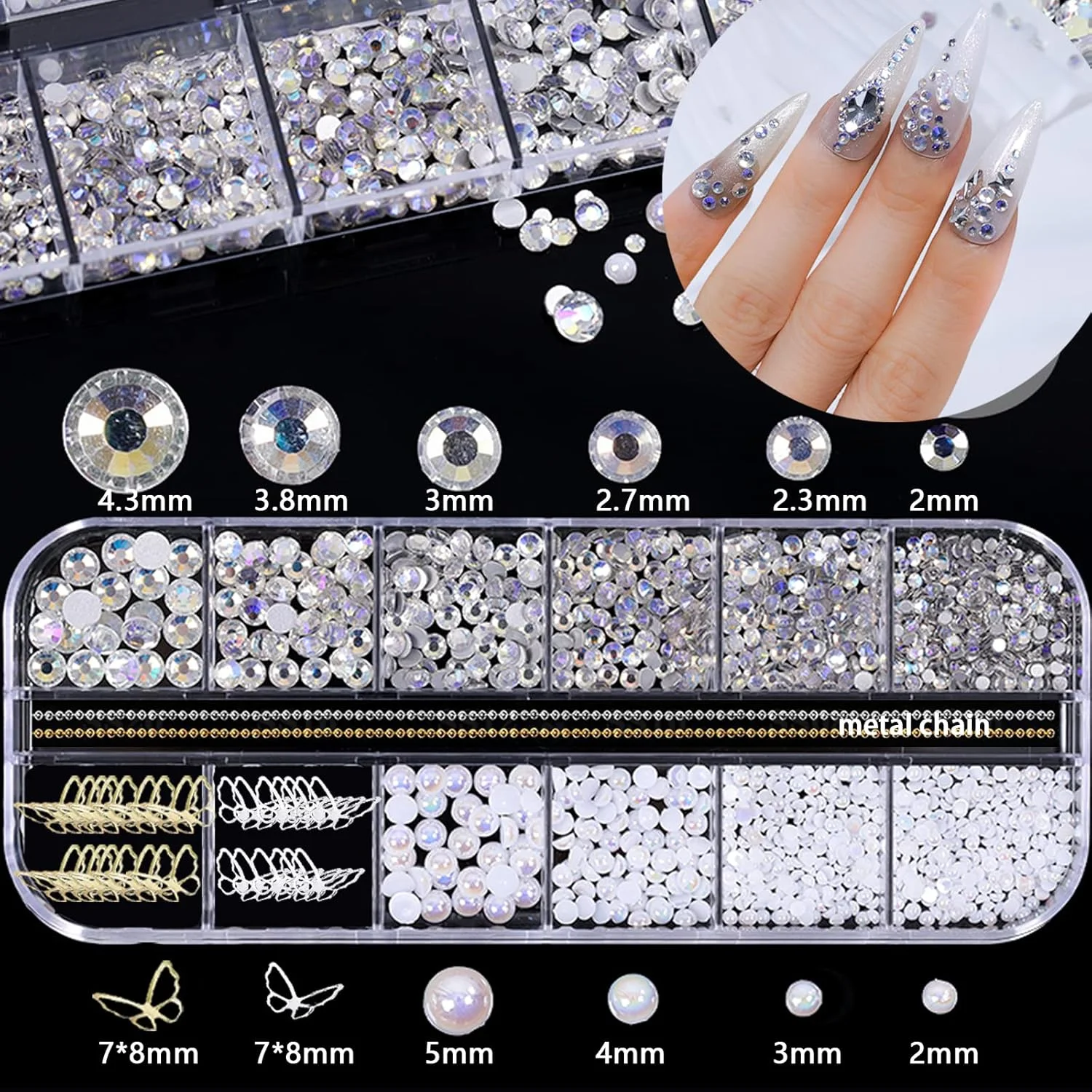 سِسومه آویز ناخن سه بعدی اکرلیک پروانه، گل های سفید و خرس، آویز ناخن کاوائی، نگین ناخن کریستالی AB ستاره ای مخلوط، سنگ های قیمتی کریستالی چند سایز برای طراحی ناخن، لوازم جانبی جواهرات DIY و کاردستی سِسومه آویز ناخن سه بعدی اکرلیک پروانه، گل های سفید و خرس، آویز ناخن کاوائی، نگین ناخن کریستالی AB ستاره ای مخلوط، سنگ های قیمتی کریستالی چند سایز برای طراحی ناخن، لوازم جانبی جواهرات DIY و کاردستی