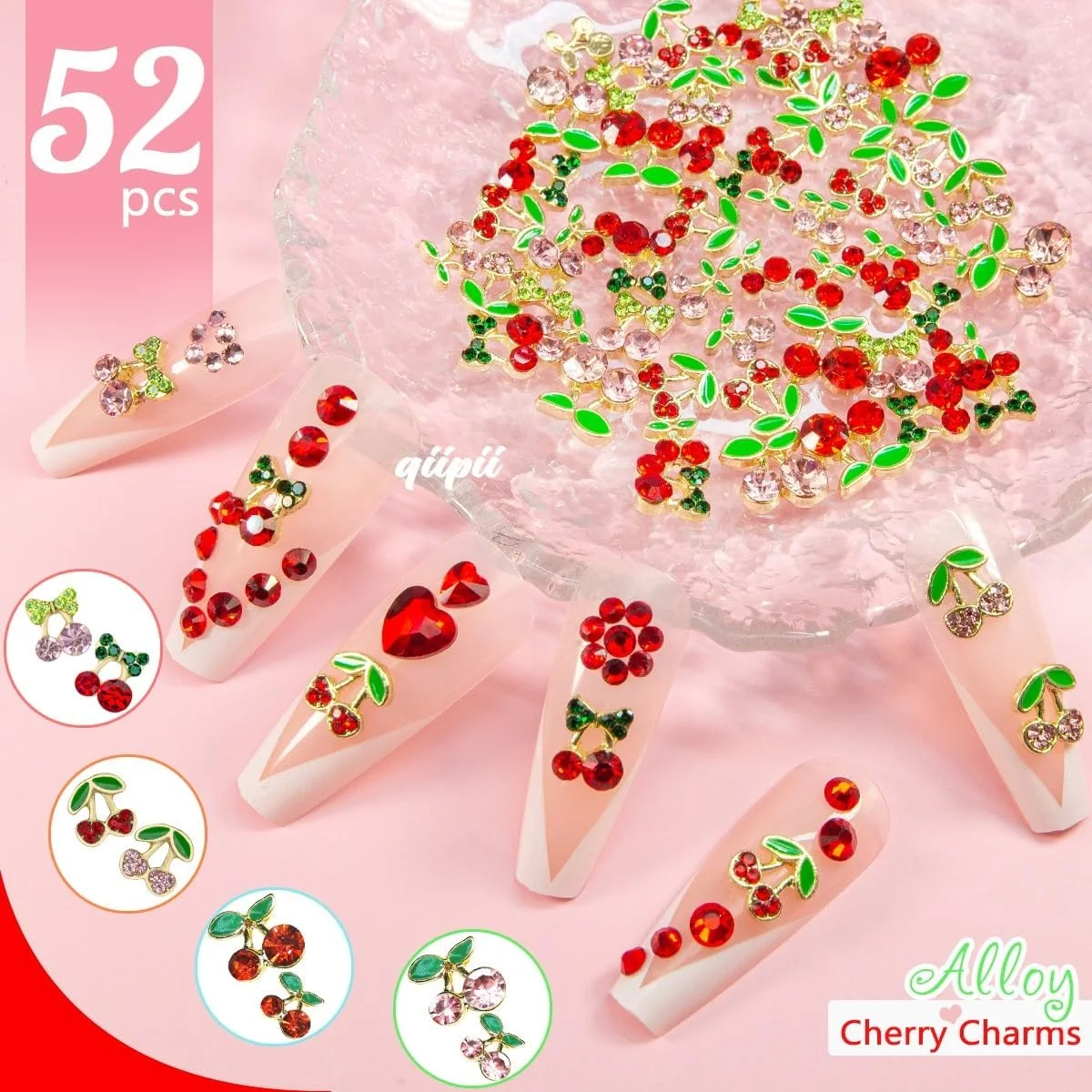 52 عدد آویز ناخن سه بعدی گیلاس در 4 مدل، نگین های قرمز و صورتی گیلاس، سنگ های تزئینی براق، الماس های میوه ای زیبا، کریستال، لوازم جواهرات لوکس برای ناخن، آرایش صورت، صنایع دستی DIY، تلفن 52 عدد آویز ناخن سه بعدی گیلاس در 4 مدل، نگین های قرمز و صورتی گیلاس، سنگ های تزئینی براق، الماس های میوه ای زیبا، کریستال، لوازم جواهرات لوکس برای ناخن، آرایش صورت، صنایع دستی DIY، تلفن