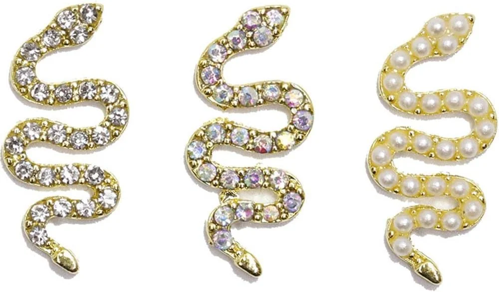 نگین ناخن طرح مروارید، مار، نگین‌دار سه بعدی، ابزار طراحی ناخن (24 عدد در جعبه)