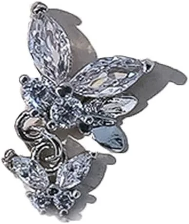 آویز ناخن طرح پاپیون نگین دار زنجیر دیزاین ناخن پروانه ای سه بعدی، لوازم طراحی ناخن، نگین ناخن، مناسب سالن های آرایشی و زیورآلات ناخن (06)