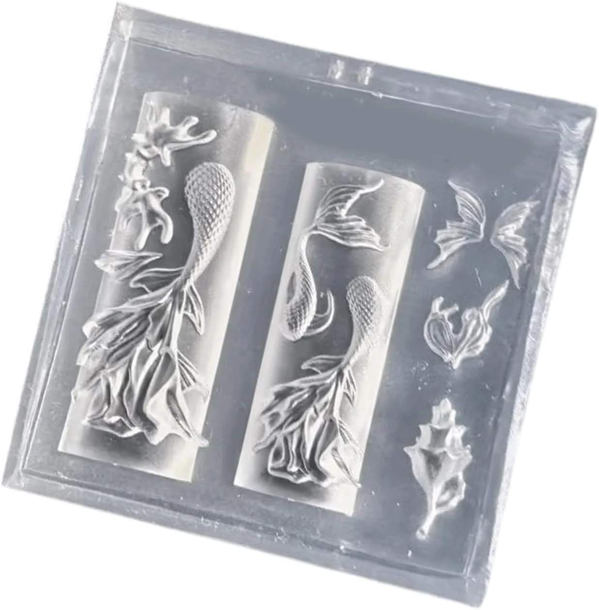 قالب سیلیکونی با طرح دم پری دریایی چند منظوره برای ناخن، مناسب برای آرایشگران، هنرجویان طراحی ناخن، ساخت زیورآلات رزینی