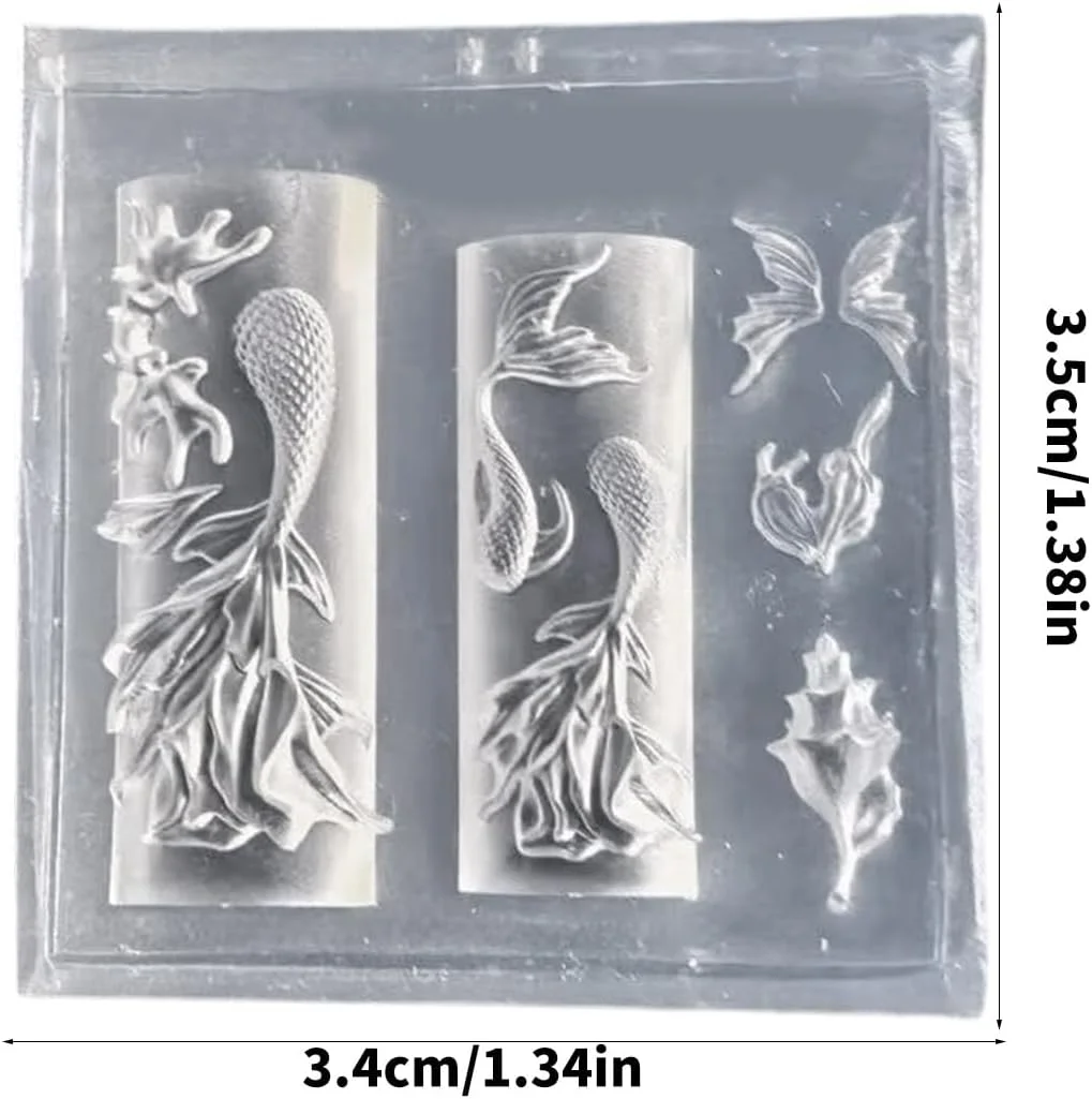 قالب سیلیکونی با طرح دم پری دریایی چند منظوره برای ناخن، مناسب برای آرایشگران، هنرجویان طراحی ناخن، ساخت زیورآلات رزینی