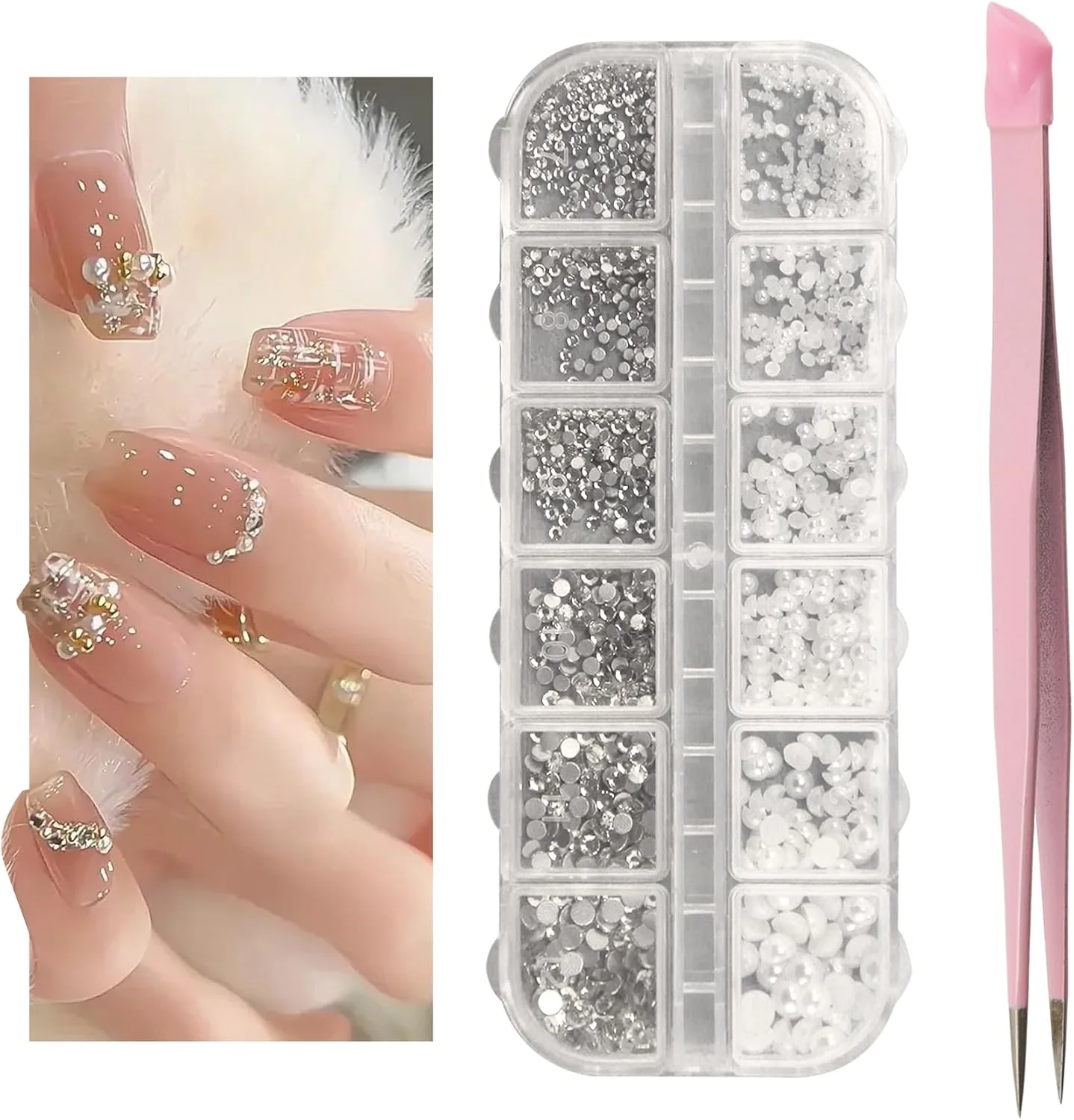 ست طراحی ناخن EKIND، نگین ناخن، موچین دو طرفه طراحی ناخن، جواهرات کریستالی چند منظوره برای طراحی ناخن، آرایش، صنایع دستی DIY، لباس و تزئینات تلفن