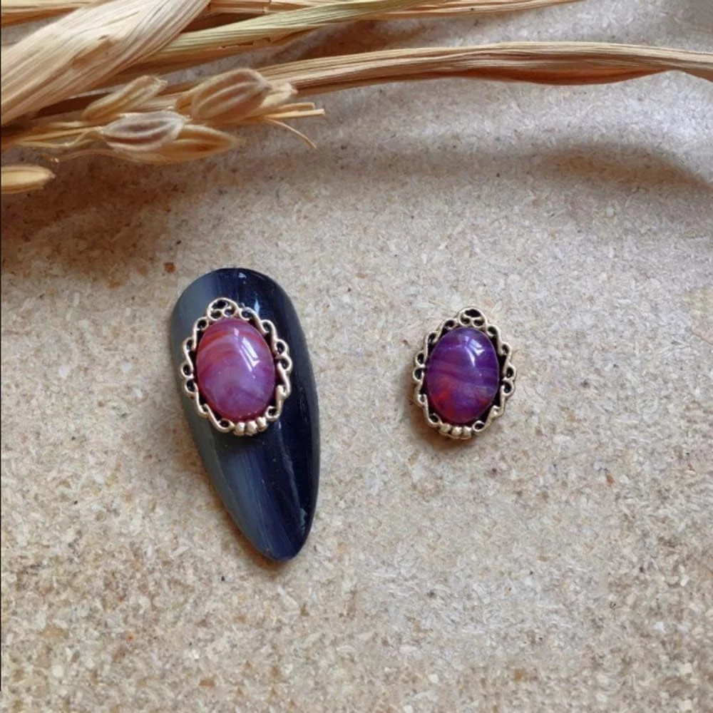 نگین ناخن طرح قدیمی، لبه فلزی کهربایی منقوش، اوپال برجسته، زیورآلات طراحی ناخن DIY، لوازم جانبی مانیکور، تزئینات سه بعدی هنر ناخن، جواهرات زینتی (2)