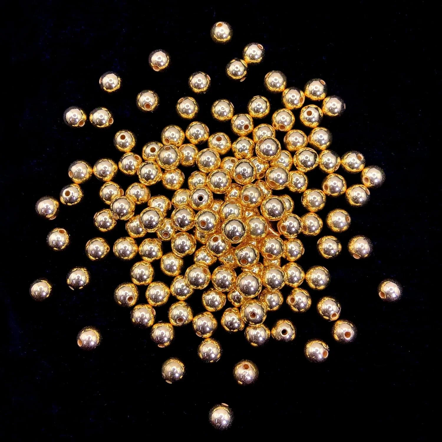 مهره های مرواریدی طلایی 8 میلی متری گرد براق برای ساخت کاردستی رزینی، طراحی ناخن، آرایش، جواهرسازی و عروسی (8 میلی متر، طلایی)