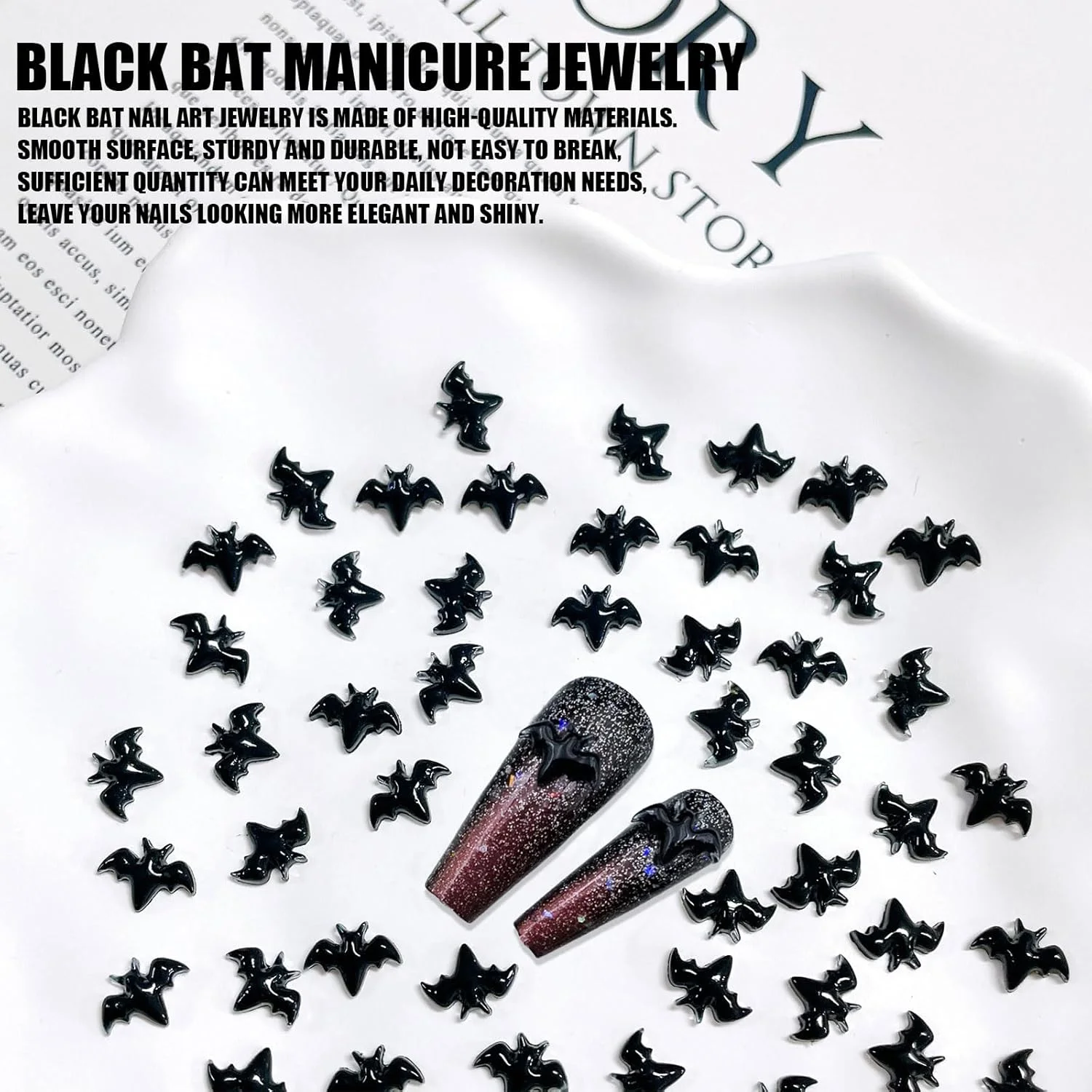 نگین ناخن طرح خفاش هالووین، 120 عدد زیورآلات سه بعدی مشکی و جذاب برای طراحی ناخن، مناسب برای ساخت جواهرات DIY بانوان و دختران نگین ناخن طرح خفاش هالووین، 120 عدد زیورآلات سه بعدی مشکی و جذاب برای طراحی ناخن، مناسب برای ساخت جواهرات DIY بانوان و دختران