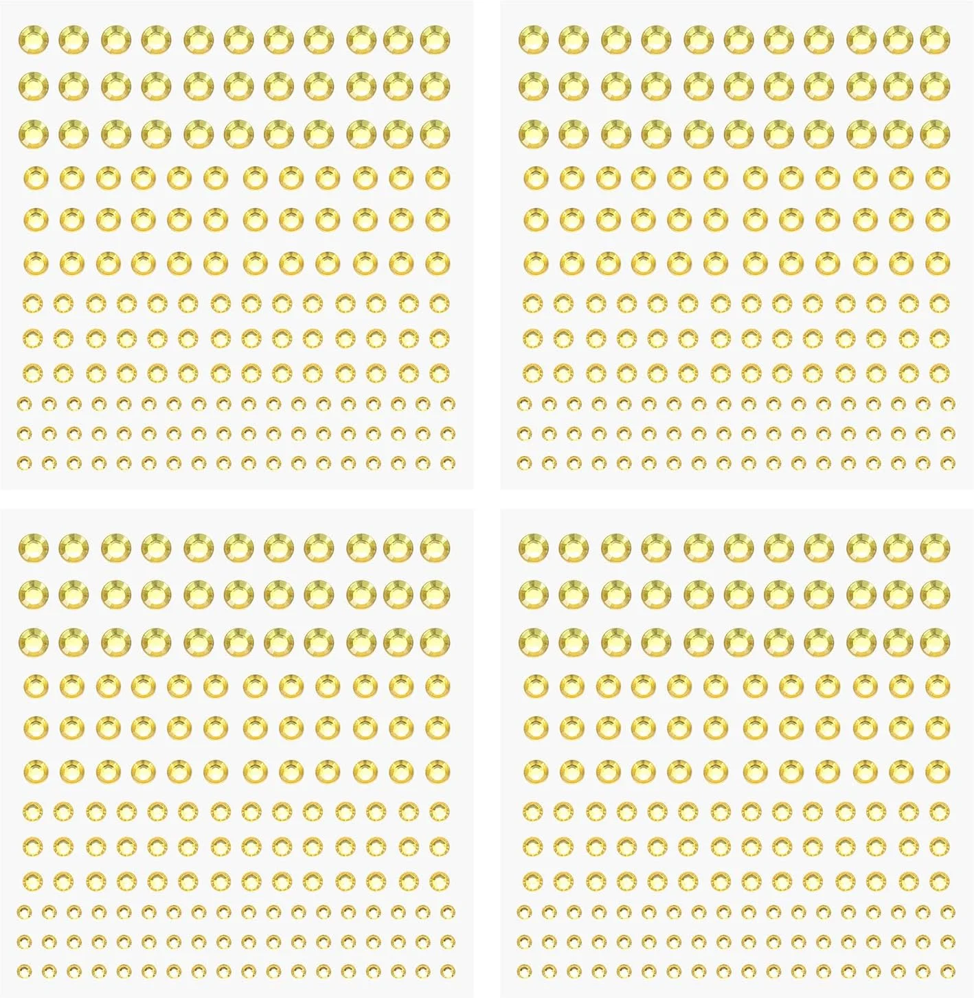 پک 660 عددی استیکر نگین اکریلیک PATIKIL، 4 سایز، 3/4/5/6 میلی متر، سنگ های تزئینی خود چسب، جواهرات براق برای طراحی ناخن، کاردستی، لباس، آرایش DIY، مهمانی، طلایی روشن