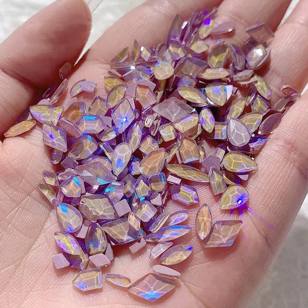 100 عدد نگین ناخن طرح آرورا کریستالی برای طراحی ناخن، نگین های تخت چند سایز و شکل مختلف برای طراحی ناخن، ساخت جواهرات و لوازم جانبی (رنگ لوتوس) 100 عدد نگین ناخن طرح آرورا کریستالی برای طراحی ناخن، نگین های تخت چند سایز و شکل مختلف برای طراحی ناخن، ساخت جواهرات و لوازم جانبی (رنگ لوتوس)