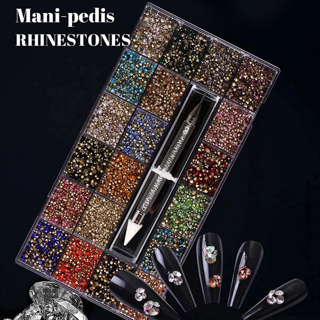 نگین های تزئینی ناخن سه بعدی، چند شکلی، پشت صاف، براق، مناسب برای طراحی ناخن، کارهای دستی، کریستال، نگین های تزئینی ناخن