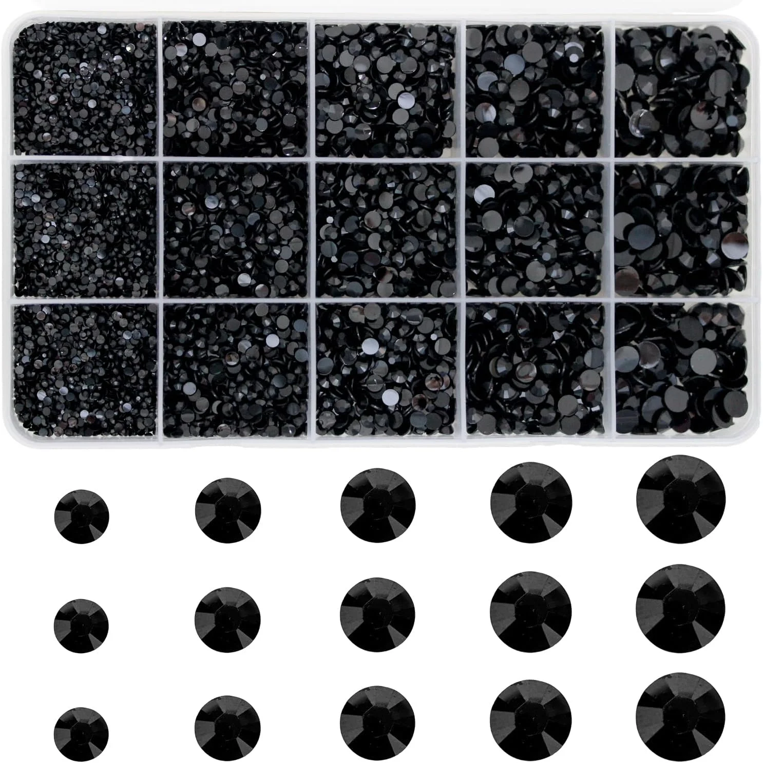 نگین های تزئین ناخن 9600 عددی، نگین های مشکی گرد ته صاف 2/3/4/5/6 میلی متری BetterJonny برای تزئین صنایع دستی و جواهرسازی (مدل B) نگین های تزئین ناخن 9600 عددی، نگین های مشکی گرد ته صاف 2/3/4/5/6 میلی متری BetterJonny برای تزئین صنایع دستی و جواهرسازی (مدل B)