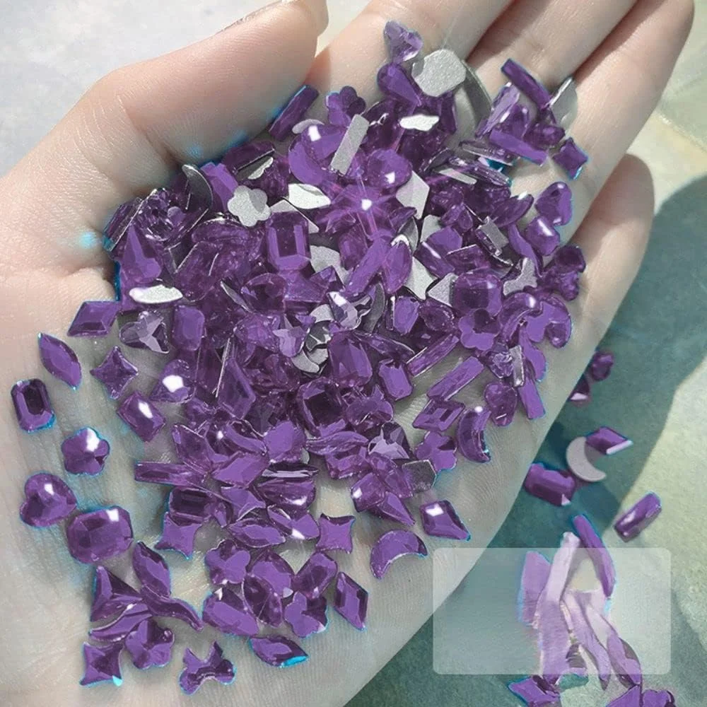 ۱۰۰ عدد نگین ناخن سبز، کریستال های تخت، جواهرات آبی رنگ با اشکال خاص برای طراحی ناخن، تزئینات سه بعدی ناخن، زیورآلات ناخن DIY (بنفش) ۱۰۰ عدد نگین ناخن سبز، کریستال های تخت، جواهرات آبی رنگ با اشکال خاص برای طراحی ناخن، تزئینات سه بعدی ناخن، زیورآلات ناخن DIY (بنفش)