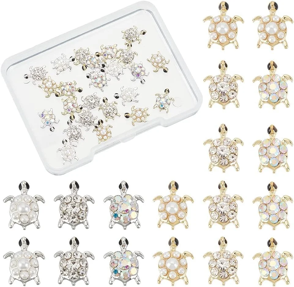 24 عدد پرکننده رزینی طرح لاک پشت در 6 سبک مختلف با نگین های بدلیجات، مروارید، آلیاژ، تزئینات هنری ناخن، لوازم جانبی رزینی برای ساخت جواهرات و تزئین ناخن 24 عدد پرکننده رزینی طرح لاک پشت در 6 سبک مختلف با نگین های بدلیجات، مروارید، آلیاژ، تزئینات هنری ناخن، لوازم جانبی رزینی برای ساخت جواهرات و تزئین ناخن