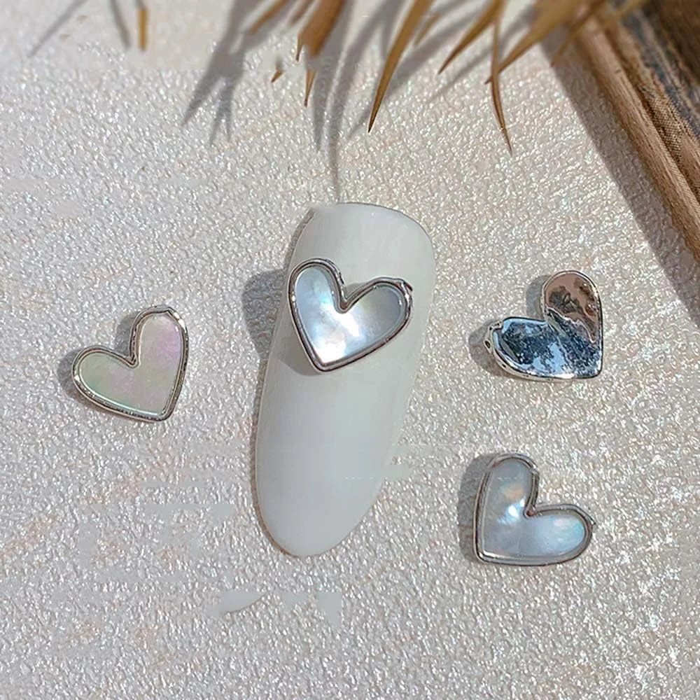 نگین های براق قلب هلویی لوکس، زیورآلات ناخن، لوازم جانبی مانیکور، دکوراسیون سه بعدی ناخن (نقره ای)