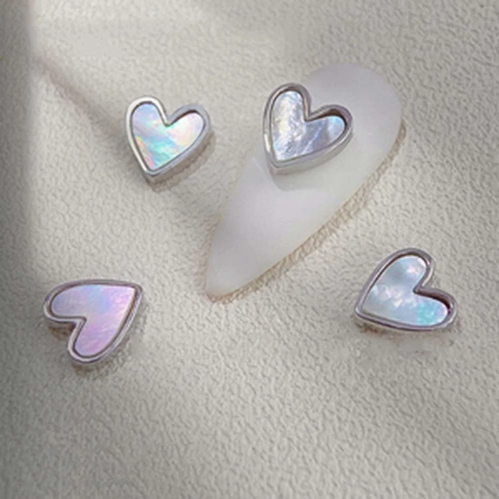 نگین های براق قلب هلویی لوکس، زیورآلات ناخن، لوازم جانبی مانیکور، دکوراسیون سه بعدی ناخن (نقره ای)