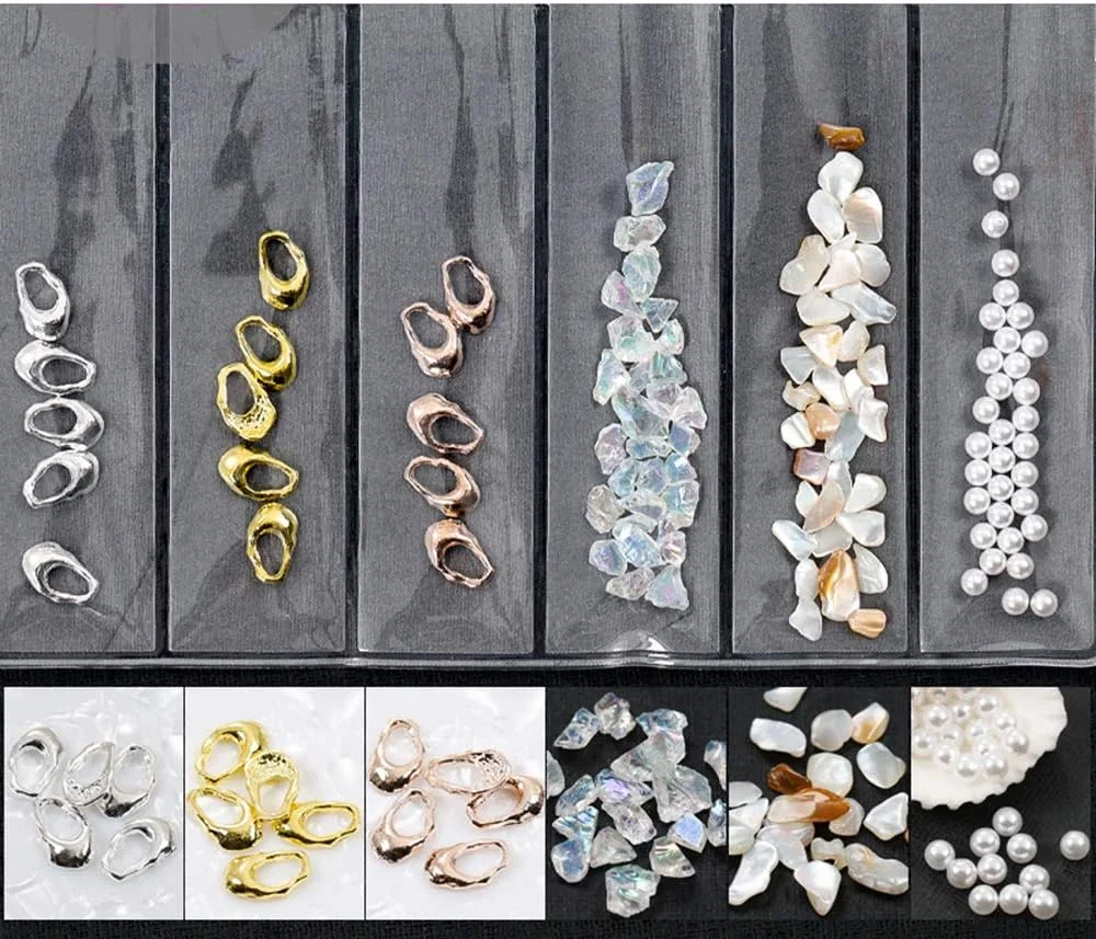 آویز ناخن آلیاژی/نگین‌دار/صدفی، گل‌های رزینی، جواهرات طراحی ناخن DIY، گل‌های اکریلیک، تزئینات گل میخ طراحی ناخن برای زنان و دختران (1)