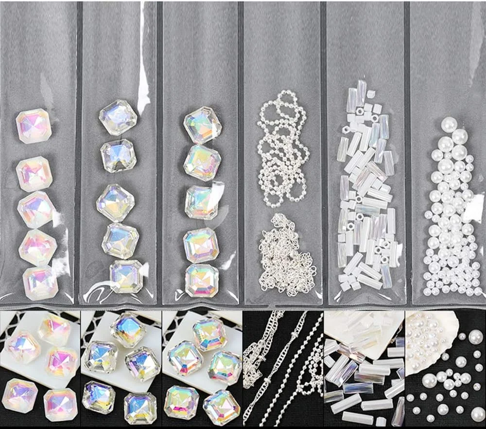 گل های رزینی آلیاژی/نگین دار/صدفی، زیورآلات طراحی ناخن، گل های اکریلیک، تزیینات نگین ناخن برای زنان و دختران (13)