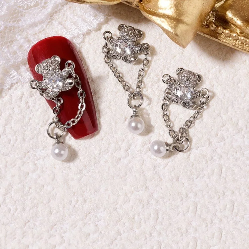 نگین های تزیین ناخن زیرکون نقره ای ابزار مانیکور طرح سال نو چینی پاپیون الماسی زیورآلات خوش شانس DIY تزیین ناخن (16)