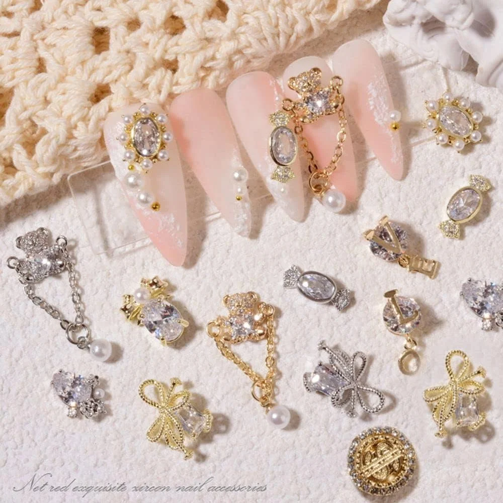 نگین های تزیین ناخن زیرکون نقره ای ابزار مانیکور طرح سال نو چینی پاپیون الماسی زیورآلات خوش شانس DIY تزیین ناخن (16)