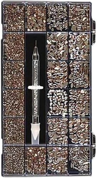 ست 21 جعبه ای نگین ناخن، سنگ های تزئینی شیشه ای تخت، مناسب برای طراحی ناخن، سنگ های تزئینی ناخن با کیفیت بالا، مناسب برای کار روزانه، گردش یا سایر اهداف تزئین ناخن.