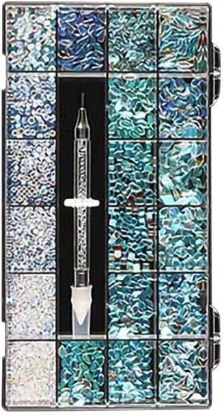 ست 21 جعبه ای نگین ناخن، سنگ های تزئینی شیشه ای تخت، مناسب برای تزئین ناخن در منزل، کار، مهمانی و...