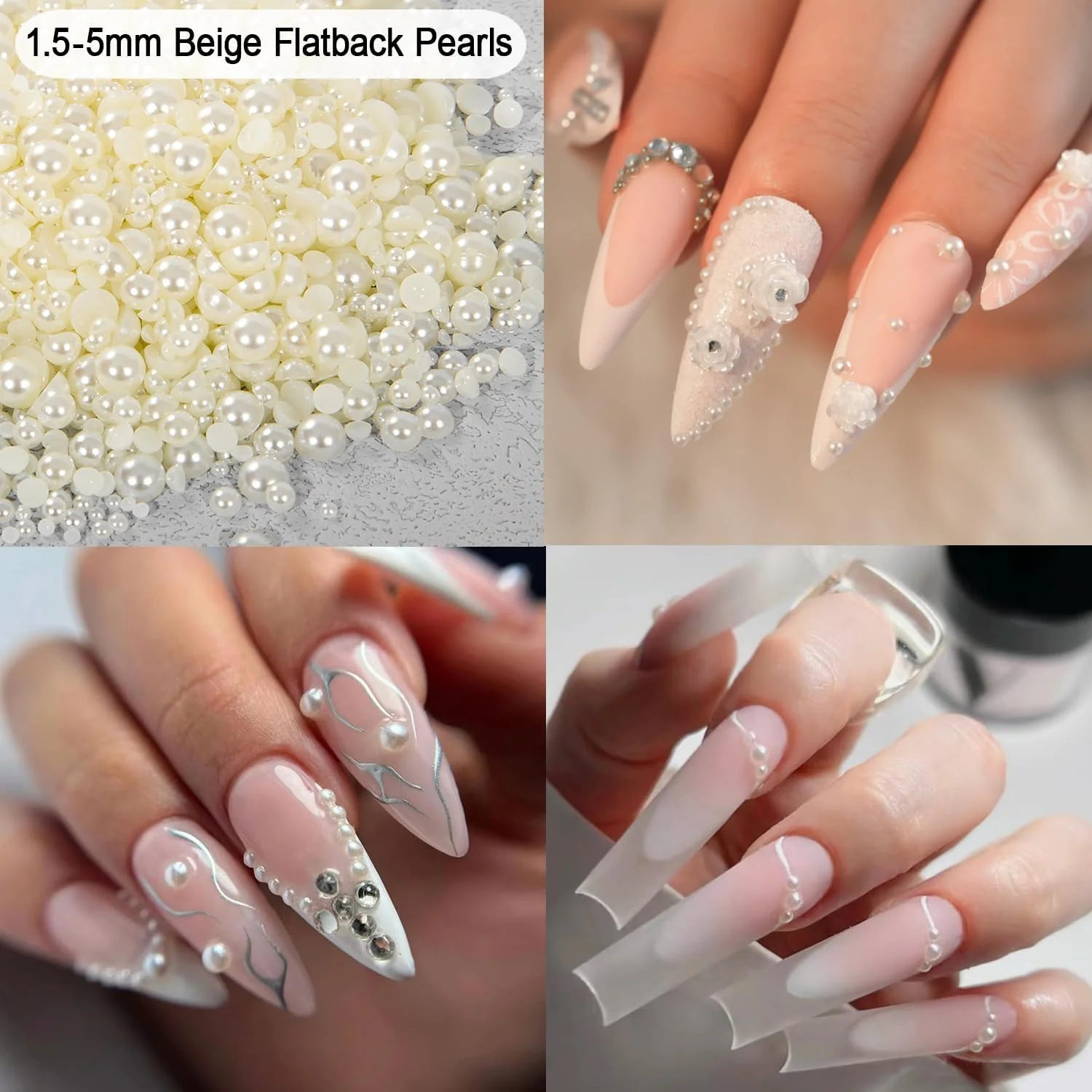 نگین و مروارید ناخن، HAOZHER 11000 عدد نگین و کریستال ناخن، 4 جعبه جواهرات ناخن برای کیت نگین ناخن، مداد مومی مروارید سه بعدی