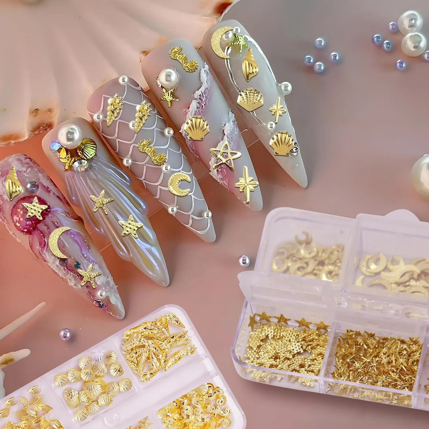 2 جعبه آویز ناخن طلایی طرح ستاره اقیانوس، فلزی، ستاره کوچک، ماه، صدف دریایی، ستاره دریایی، آویزهای سه بعدی تابستانی، جواهرات، تزئینات مانیکور برای لوازم جانبی DIY هنر ناخن 2 جعبه آویز ناخن طلایی طرح ستاره اقیانوس، فلزی، ستاره کوچک، ماه، صدف دریایی، ستاره دریایی، آویزهای سه بعدی تابستانی، جواهرات، تزئینات مانیکور برای لوازم جانبی DIY هنر ناخن