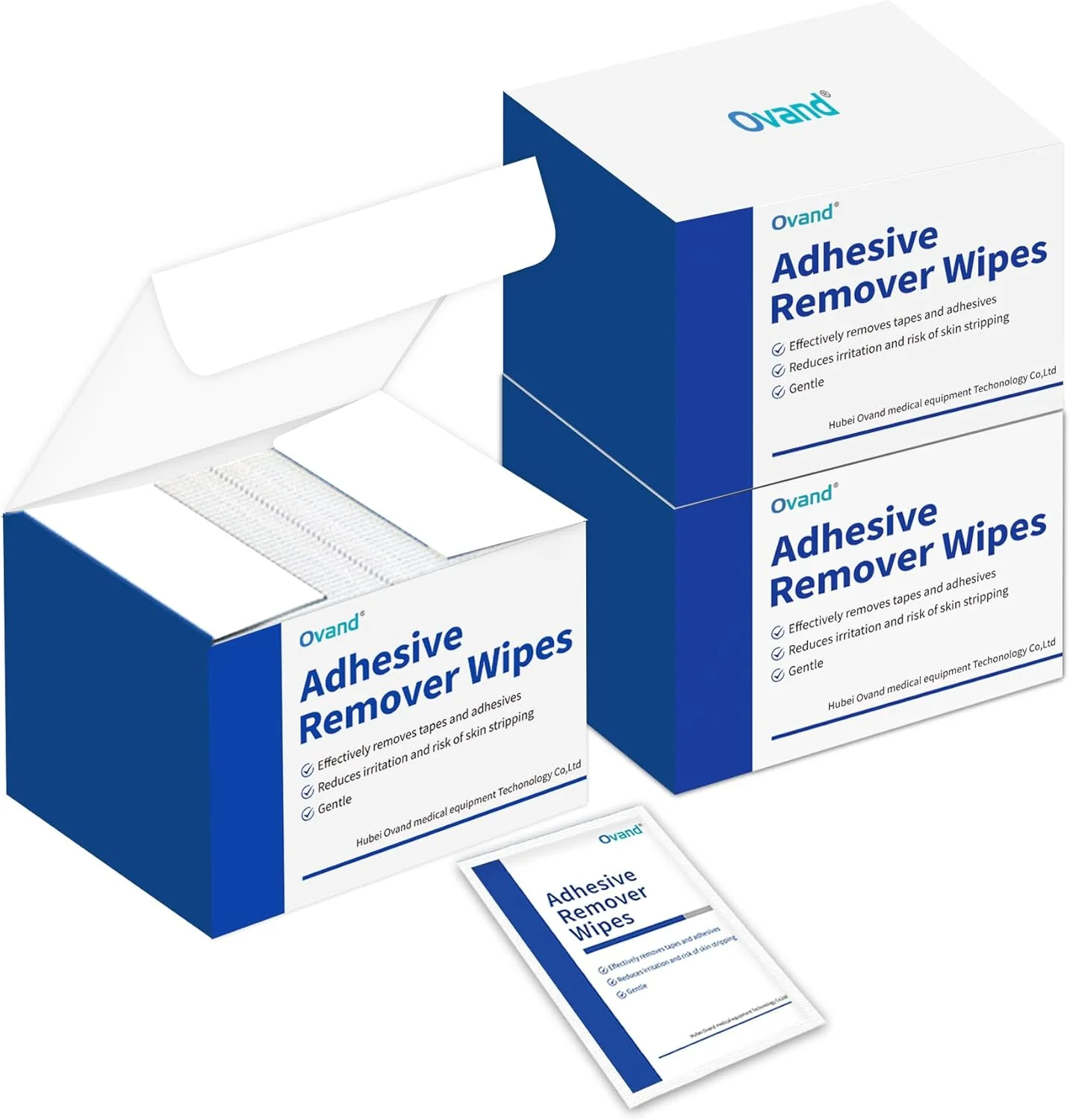 دستمال مرطوب پاک کننده چسب: پاک کننده چسب برای پوست - پاک کننده چسب پزشکی بدون سوزش، پاک کننده چسب استومی برای پوست حساس، بسته بندی جداگانه (80 عدد)