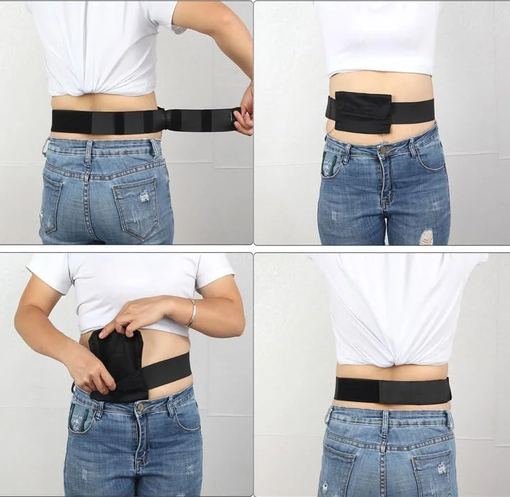 کمربند دیالیز صفاقی آزونی، کمربند قابل تنظیم کاتتر PD برای مردان و زنان، نگهدارنده لوله G، کمربند محافظ با کیف نگهداری برای لوله های تغذیه پزشکی (سایز واحد، مشکی)