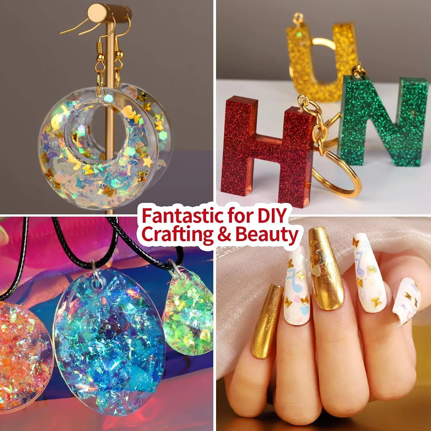 مجموعه لوازم رزینی SYOSI شامل 41 قطعه، اکلیل ناخن بدنه، اکلیل بسیار ریز، پولک های اکلیلی، ورقه های فویل، چوب همزن و موچین، اکلیل هنری برای صنایع دستی رزینی، طراحی ناخن، ساخت جواهرات