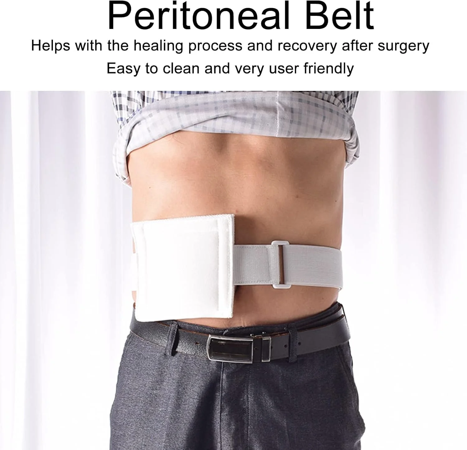 کمربند دیالیز صفاقی آزونی، محافظ نخی قابل تنظیم با شکاف و کیسه برای لوله پگ ایمن، نگهدارنده کاتتر دیالیز صفاقی تنفسی و راحت (سایز آزاد، سفید)