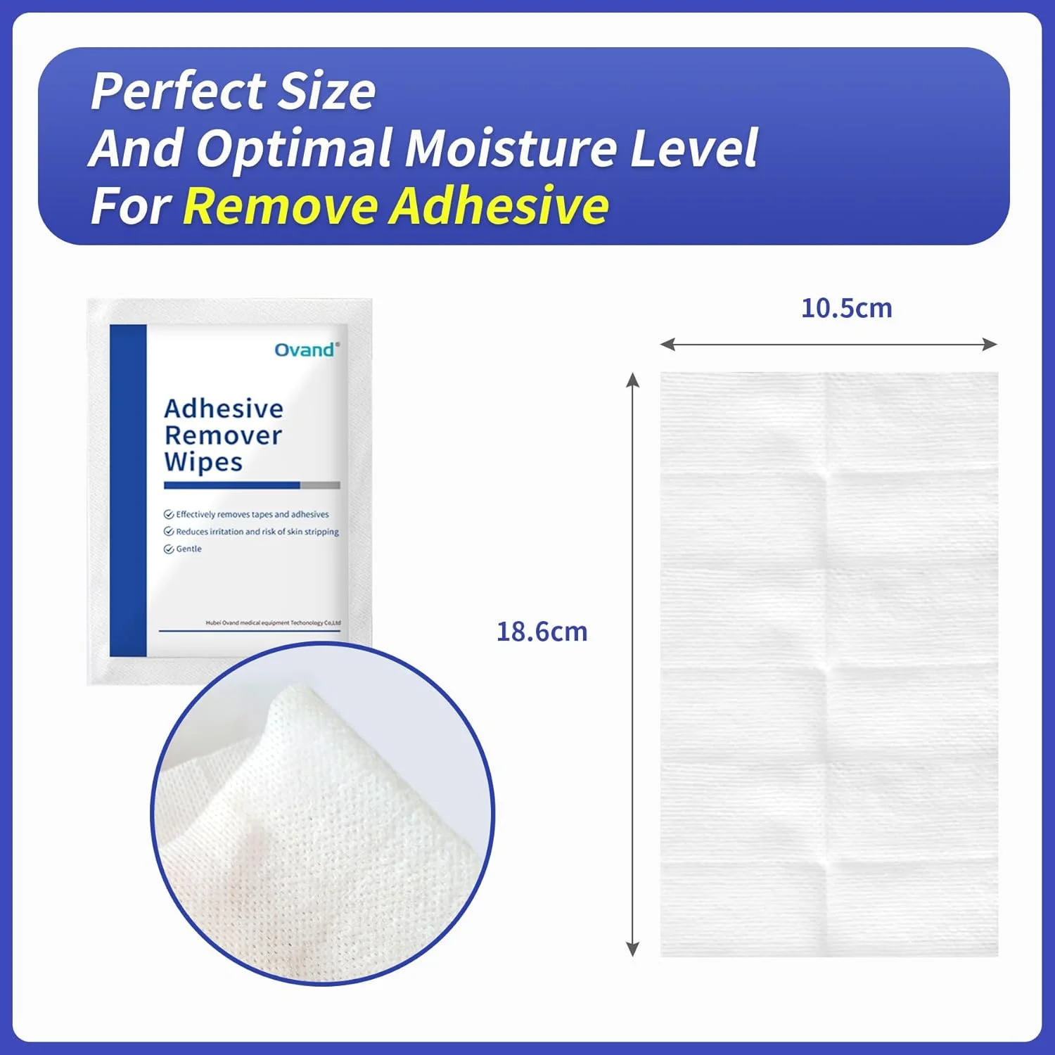 دستمال مرطوب پاک کننده چسب: پاک کننده چسب برای پوست - پاک کننده چسب پزشکی بدون سوزش، پاک کننده چسب استومی برای پوست حساس، بسته بندی جداگانه (80 عدد)
