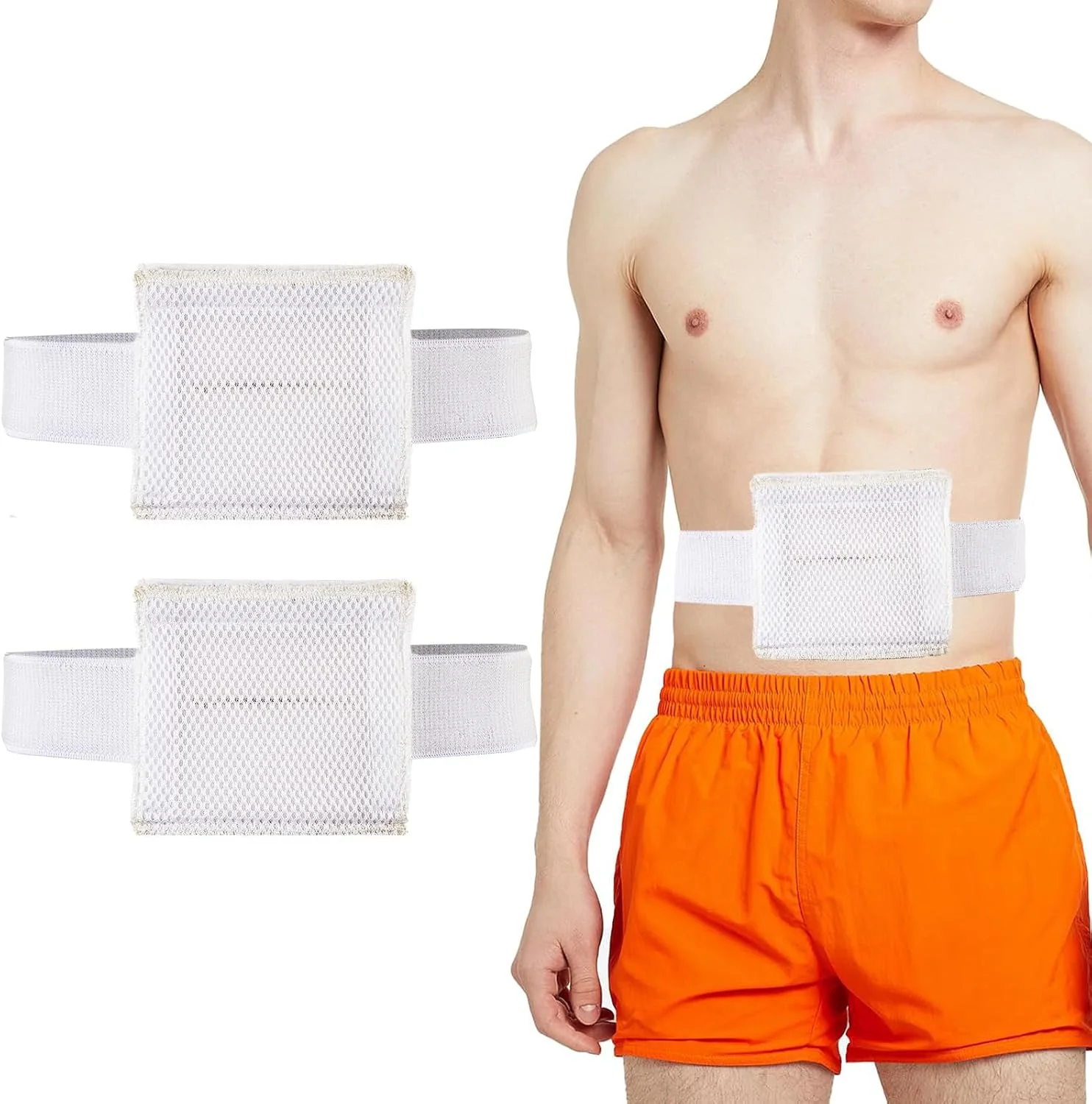 2 عدد کمربند لوله تغذیه تنفسی، لوازم جانبی گاستروستومی G-Tube راحت و مخفی کننده، کمربند دیالیز صفاقی با پد اسفنجی مشبک مشکی، کمربند دیالیز برای مردان، زنان و بزرگسالان (سفید L)