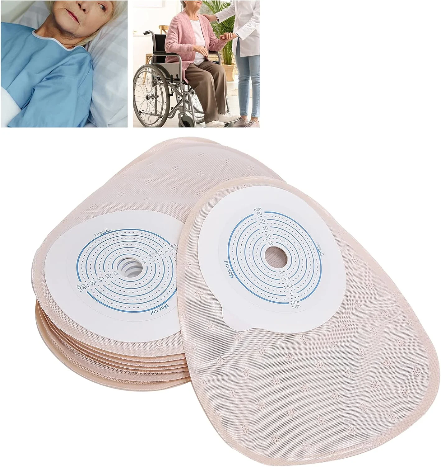 کیسه کلستومی یکبار مصرف یک تکه کیسه استومی بسته، لوازم کیسه کلستومی کیسه تخلیه پزشکی، کیسه ایلئوستومی استومی (10 عدد)