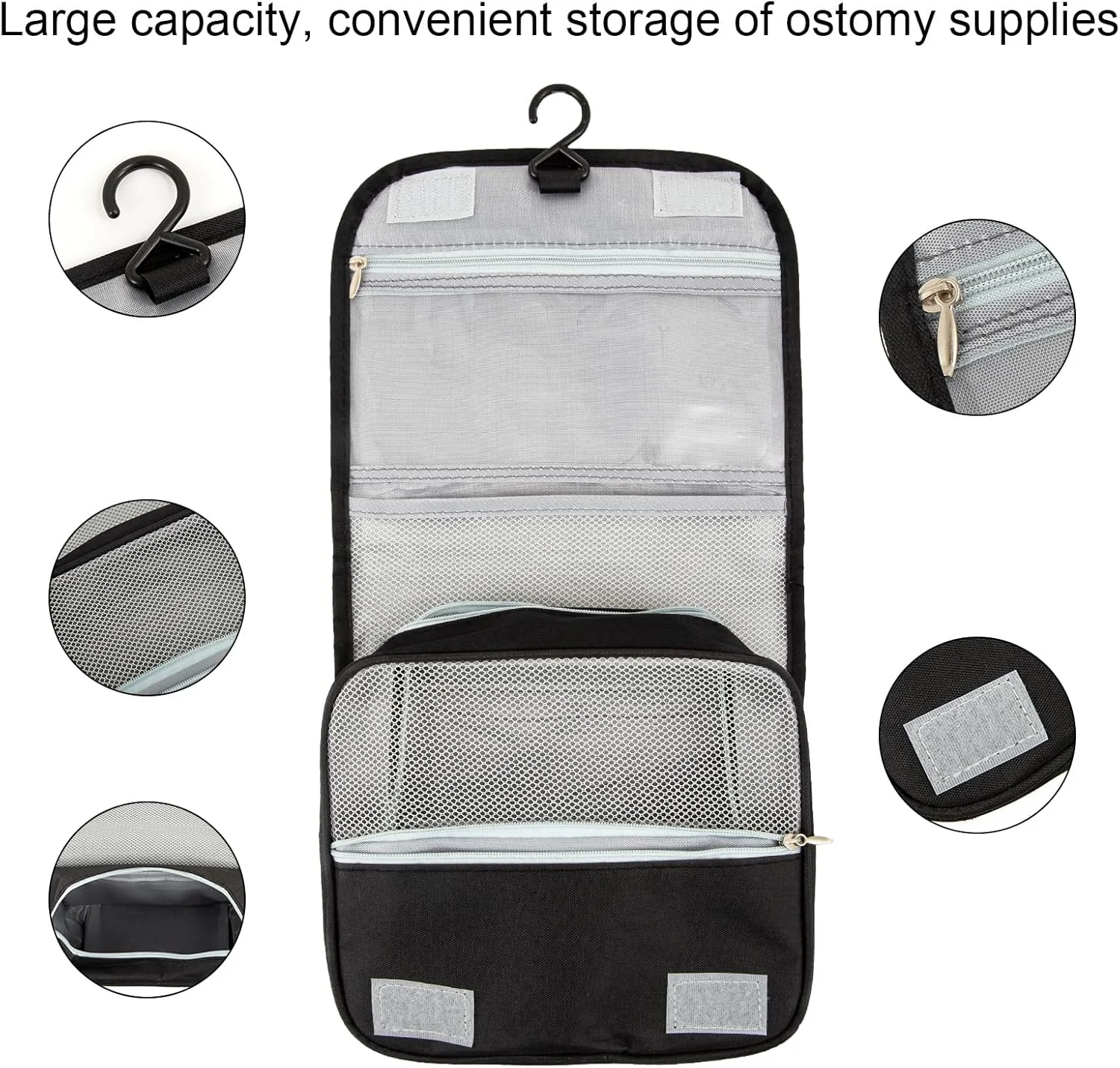 کیف لوازم جانبی استومی کلستومی آویز مسافرتی برای کاتتر فولی، لوازم جانبی پزشکی ایلئوستومی (مشکی)