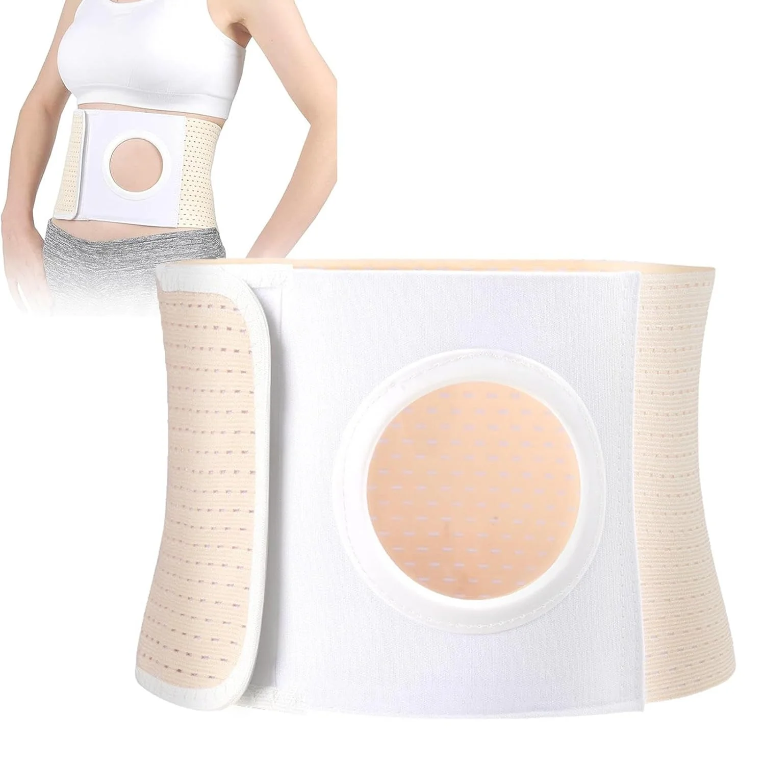 کمربند استومی (سوراخ 8 سانتی متر) پشتیبانی پزشکی استومی، کمربند فتق استومی، شکم بند کیسه ای برای مردان و زنان، 16 سانتی متر-XL
