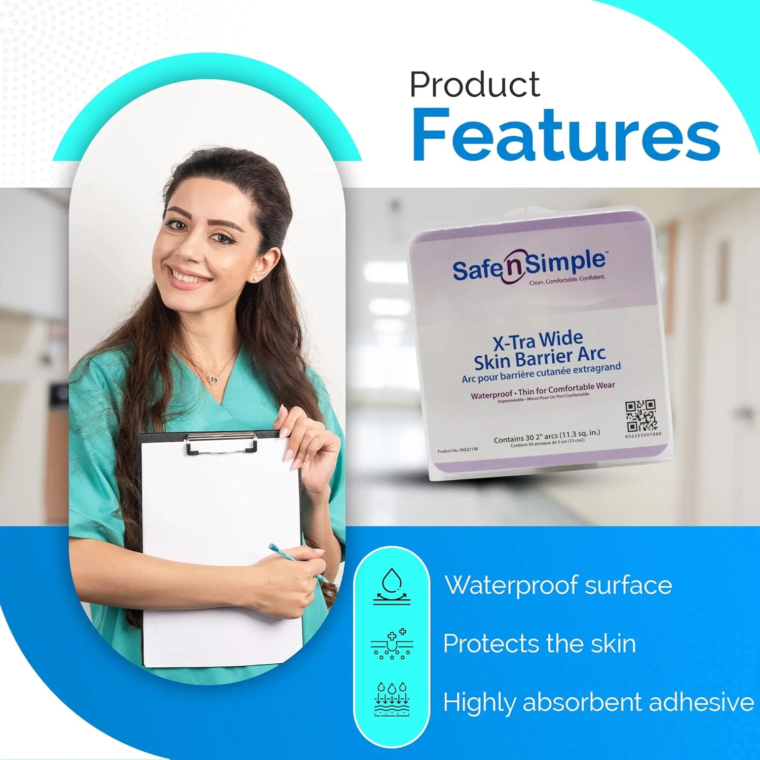 نوارهای محافظ پوست بسیار پهن و ساده، نوارهای ضدآب محافظ پوست استومی، نوارهای محافظ پوست سازگار با پوست استوما، نوارهای هیدروکلوئیدی با ماندگاری طولانی، 30 عدد نوار 2 اینچی