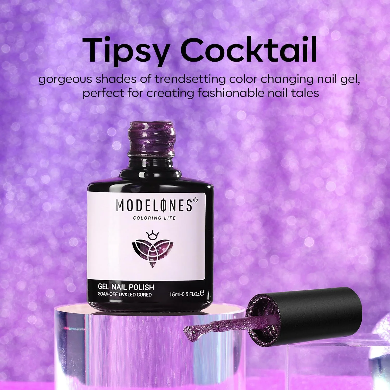 لاک ژل تغییر رنگ مدلونز، 1 عدد 15 میلی لیتر، آبی بنفش نئون، تغییر دمای رنگ، مناسب استفاده در خانه