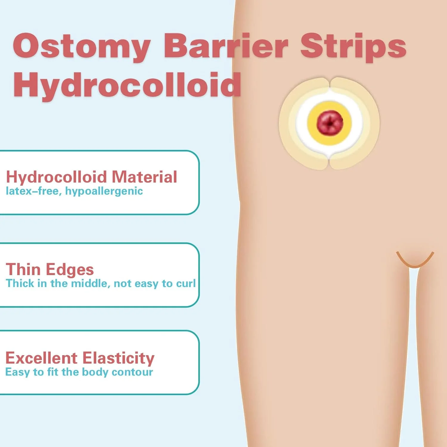 40 عدد نوار محافظ استومی، هیدروکلوئید طبی، لوازم استومی، نوار چسب الاستیک محافظ برای کیسه کولوستومی، کیسه یورستومی، کیسه ایلئوستومی
