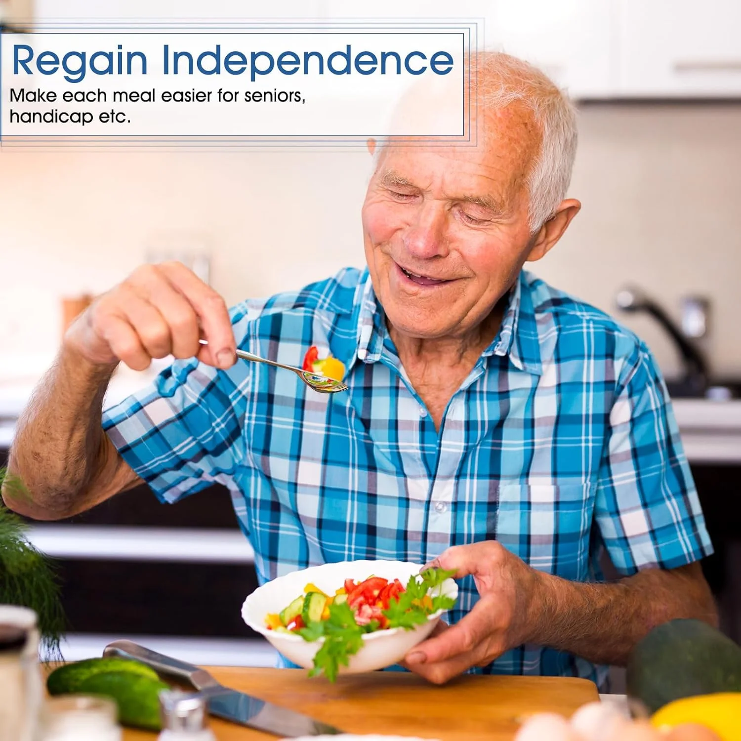 ست قاشق خمیده و زاویه دار نالاکال، مناسب سالمندان، قاشق وزنه دار برای لرزش دست، آرتروز، یا استفاده سالمندان، دسته های با قابلیت گرفتن آسان، 2 عددی