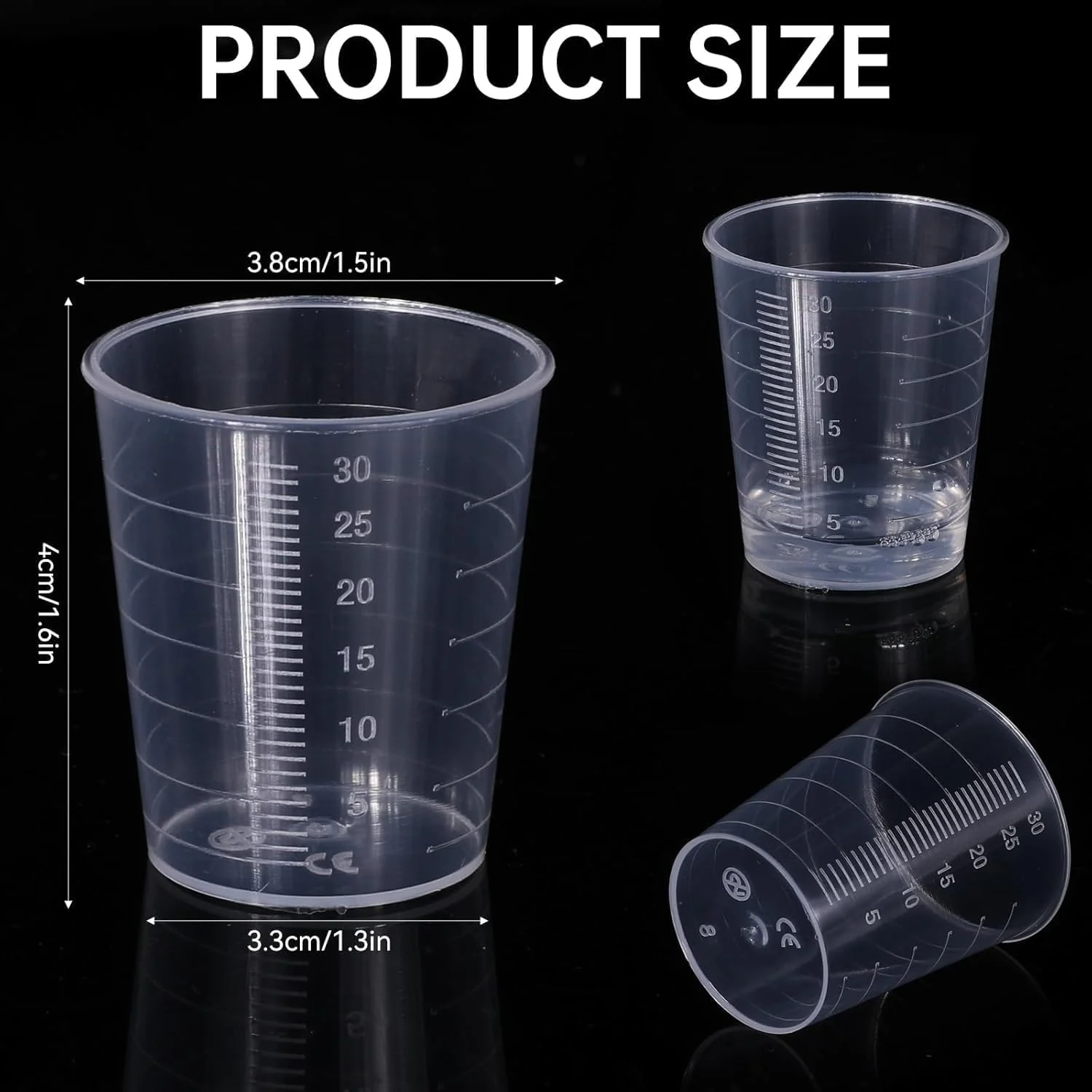 20 عدد پیمانه دارویی پلاستیکی شفاف 30 میلی لیتری با درب - ظروف مدرج قابل استفاده مجدد برای قرص و داروهای مایع