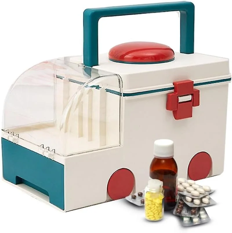 مجموعه اسباب بازی جعبه کمک های اولیه برای کودکان، مجموعه بازی پزشکی آموزشی با ابزار پزشکی، کیت تعاملی اورژانس 2 طبقه برای کودکان نوپا، اسباب بازی یادگیری مراقبت های بهداشتی برای کودکان