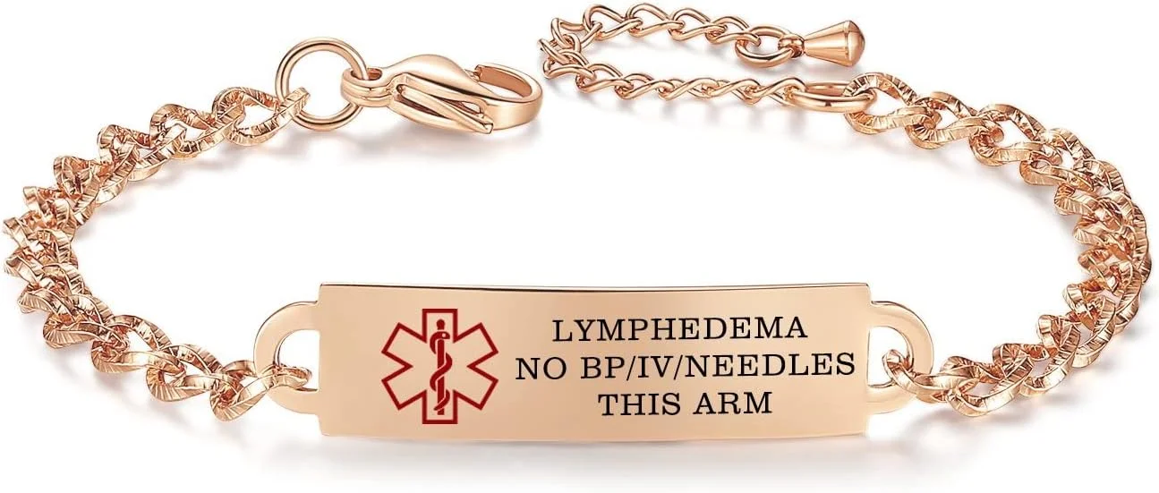 دستبند هشدار پزشکی زنانه قابل تنظیم با حکاکی رایگان شناسه پزشکی 6.5-8 اینچ دستبند هشدار پزشکی زنانه قابل تنظیم با حکاکی رایگان شناسه پزشکی 6.5-8 اینچ