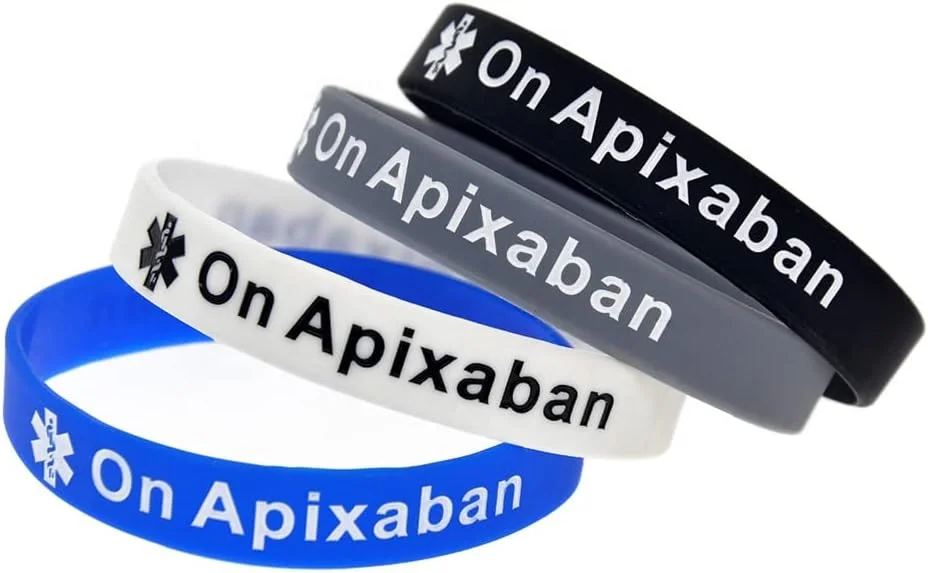 دستبند هشدار پزشکی X2 برای مصرف کنندگان آپیکسابان، رقیق کننده خون، لخته خون، سیلیکونی، شناسه پزشکی، بسته 2 عددی دستبند هشدار پزشکی X2 برای مصرف کنندگان آپیکسابان، رقیق کننده خون، لخته خون، سیلیکونی، شناسه پزشکی، بسته 2 عددی